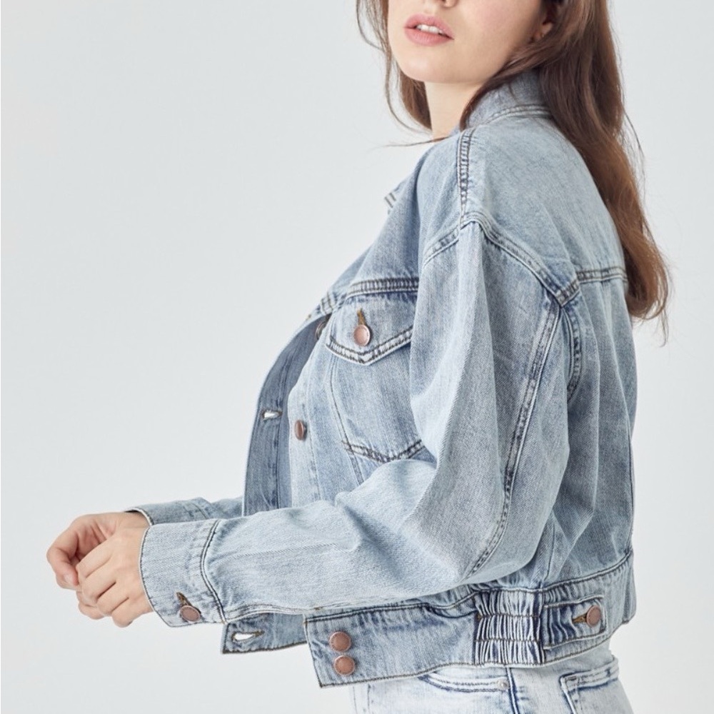 SOLD OUT RISEN Full Size Button Down Cropped Denim Jacket - Picture 4 of 6